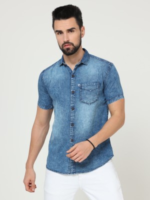 ALLWIN PAUL Men Solid Casual Dark Blue Shirt