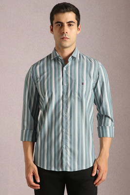 LOUIS PHILIPPE Men Striped Casual Green, White Shirt