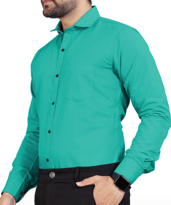 METRONAUT Men Solid Formal Green Shirt