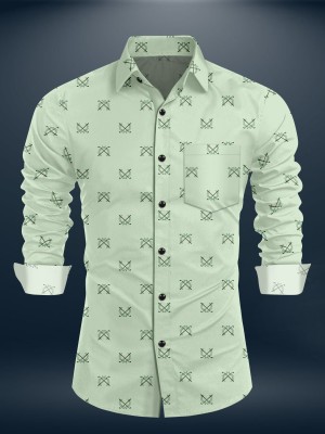 Crazy Feel Men Printed Casual Green Shirt