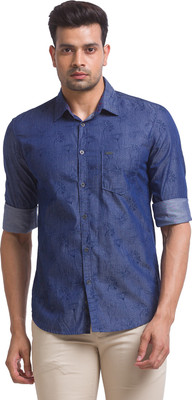 PARX Men Printed Casual Dark Blue Shirt