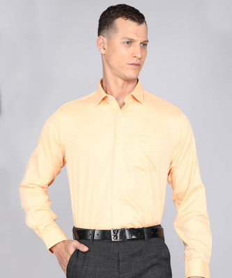 VAN HEUSEN Men Self Design Formal Orange Shirt