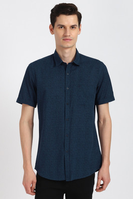 PETER ENGLAND Men Printed Casual Dark Blue Shirt