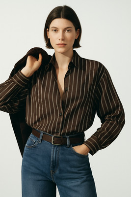 hanuelite Women Striped Casual Brown Shirt