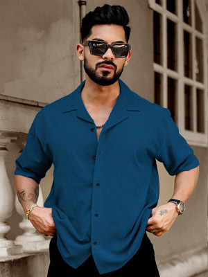 Marmic Fab Men Printed Casual Blue Shirt