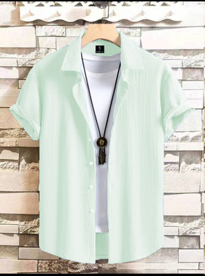 Marmic Fab Men Solid Casual Light Green Shirt