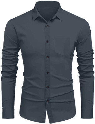 Sanskruti Men Embroidered Casual Grey Shirt