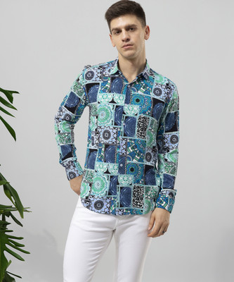 Snitch Men Solid Casual Blue Shirt