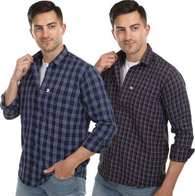 Marc Luarente Men Checkered Casual Multicolor Shirt(Pack of 2)