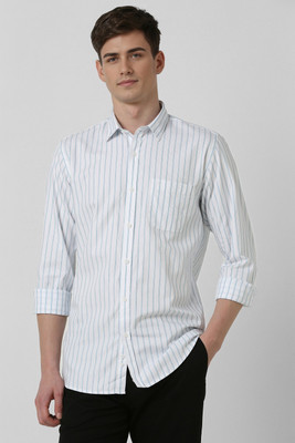 PETER ENGLAND Men Striped Casual White Shirt