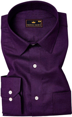french crown Men Solid Casual Purple Shirt