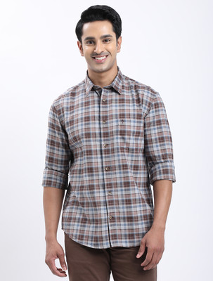 INDIAN TERRAIN Men Checkered Casual Brown Shirt
