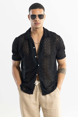 Snitch Men Printed Casual Black Shirt
