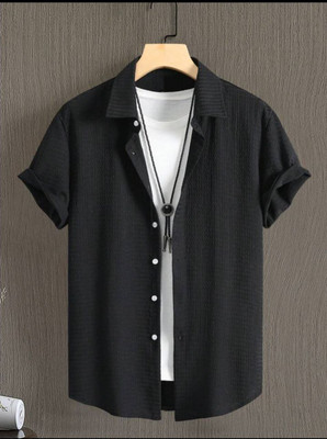 Marmic Fab Men Solid Casual Black Shirt