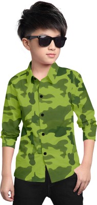 STUD APPARELS Boys Printed Casual Light Green, Dark Green Shirt