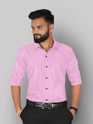ROADRIVER Men Solid Casual Pink Shirt