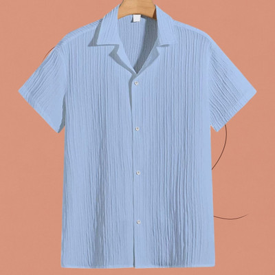 A DEEMOON Men Self Design, Striped Formal Gold Shirt