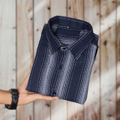 Nextgen Fashion Men Striped Formal Blue Shirt