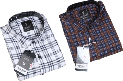 BLUE MARTIN Men Checkered Casual Multicolor Shirt(Pack of 2)