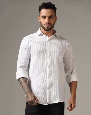 Rajaranchod creation Men Self Design Casual White Shirt