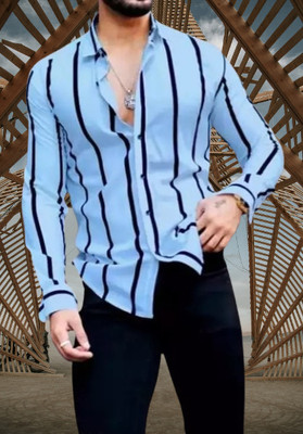 Divybhav Men Striped Casual Blue Shirt