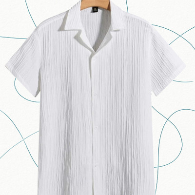 A Dearise Trend Men Self Design Casual White Shirt