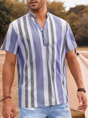 GLOBAL NOMAD Men Striped Casual Purple Shirt