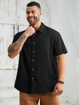 Leriya Fashion Men Striped Casual Black Shirt