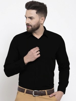 Urbatren Fashion Men Solid Casual Black Shirt