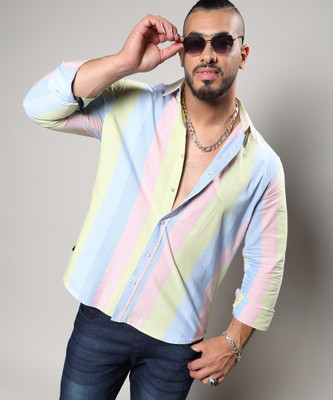 Instafab Plus Men Striped Casual Multicolor Shirt