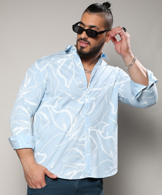 Instafab Plus Men Checkered Casual Light Blue Shirt
