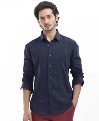 RARE RABBIT Men Solid Casual Dark Blue Shirt