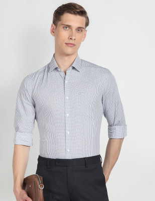 ARROW Men Checkered Formal Grey, White Shirt