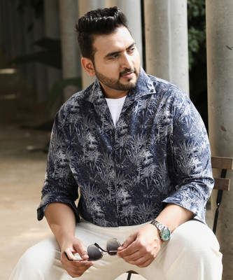 Instafab Plus Men Solid Casual Blue Shirt