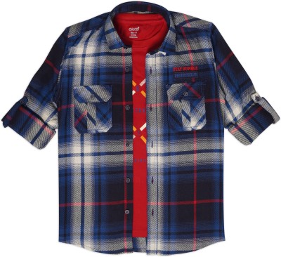 CAVIO Boys Checkered Casual Blue Shirt(Pack of 2)