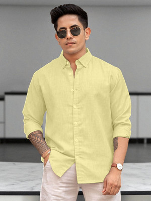 Yanthi Men Solid Casual Yellow Shirt