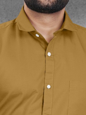 VeBNoR Men Solid Formal Yellow Shirt