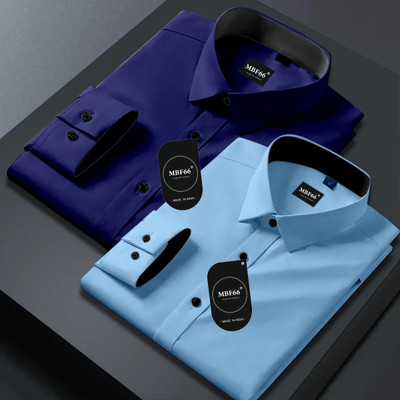MBF66 Men Solid Casual Multicolor Shirt(Pack of 2)