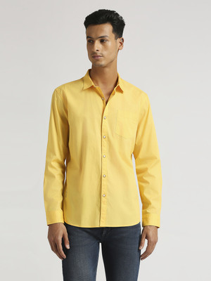Pepe Jeans Men Solid Casual Yellow Shirt