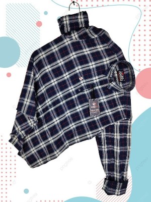 HouseOfCommon Men Checkered Casual White, Dark Blue, Red Shirt