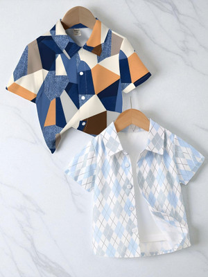 RAVYA TRENDZ Boys Printed, Striped Casual Multicolor Shirt(Pack of 2)
