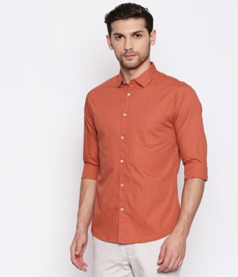 Trendy Hub Men Solid Casual Orange Shirt