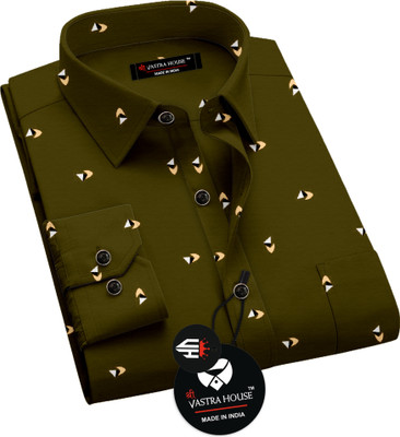 SHREE VASTRAHOUSE Men Graphic Print Casual Dark Green Shirt