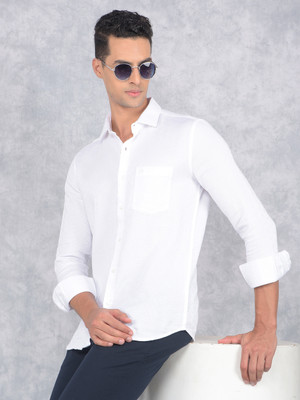 CRIMSOUNE CLUB Men Solid Casual White Shirt
