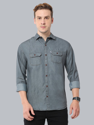 AIDAN PAUL Men Washed Casual Grey Shirt
