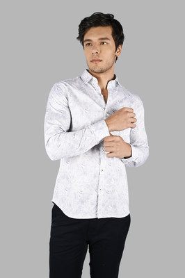 Tim Paris Men Printed Casual Grey, White Shirt