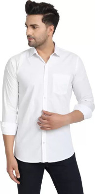 JessNX Men Solid Casual White Shirt