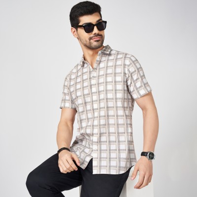 Byford by Pantaloons Men Checkered Casual Beige Shirt