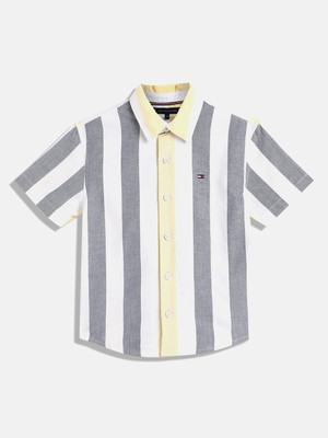 TOMMY HILFIGER Boys Striped Casual Yellow Shirt