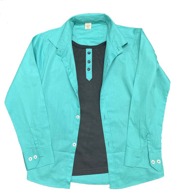 MADE IN THE SHADE Boys Solid Casual Light Green Shirt